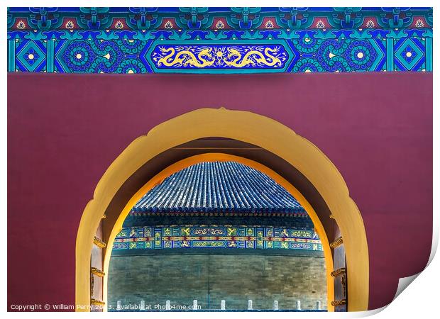 Gate Details Imperial Vault Temple of Heaven Beijing China Print by William Perry