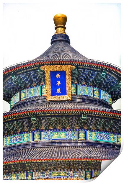 Prayer Hall Temple of Heaven Close Up Beijing China Print by William Perry