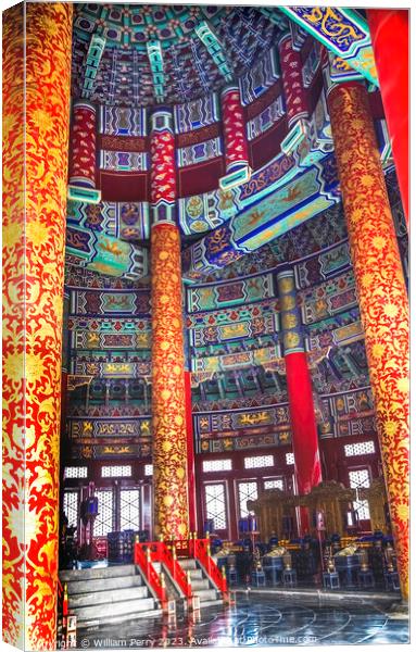 Prayer Hall Temple of Heaven Inside Beijing China Canvas Print by William Perry