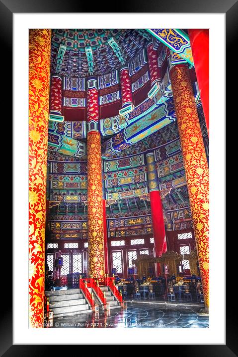 Prayer Hall Temple of Heaven Inside Beijing China Framed Mounted Print by William Perry