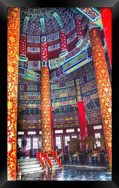 Prayer Hall Temple of Heaven Inside Beijing China Framed Print by William Perry