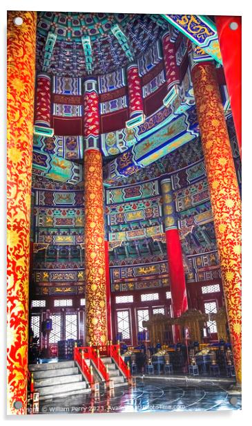 Prayer Hall Temple of Heaven Inside Beijing China Acrylic by William Perry