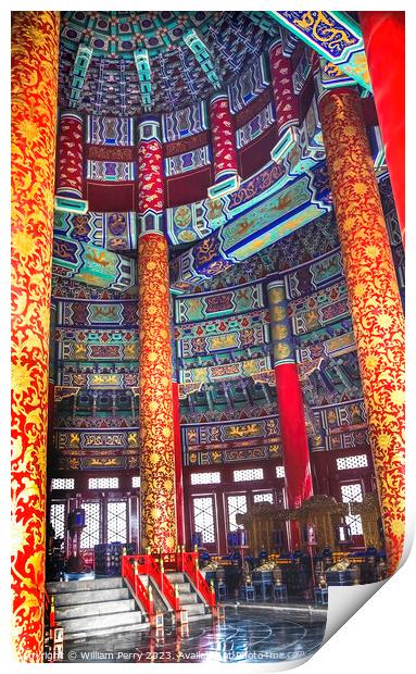 Prayer Hall Temple of Heaven Inside Beijing China Print by William Perry