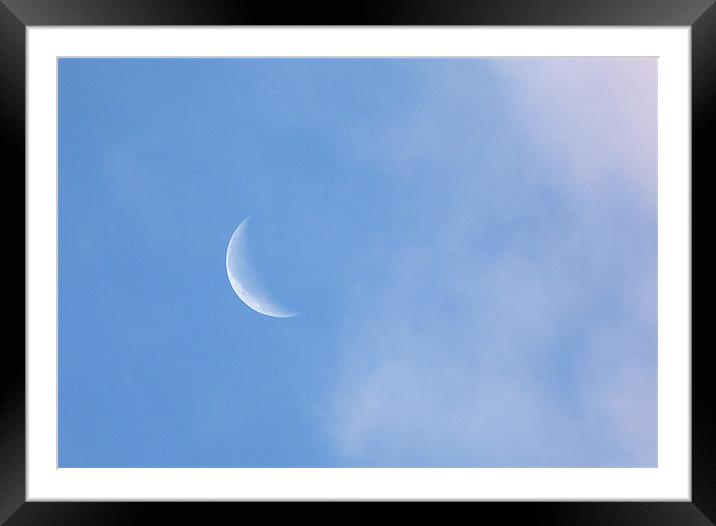 Simple Crescent Moon Framed Mounted Print by Louise Godwin