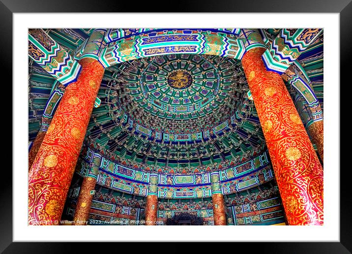 Prayer Hall Inside Temple of Heaven Beijing China Framed Mounted Print by William Perry