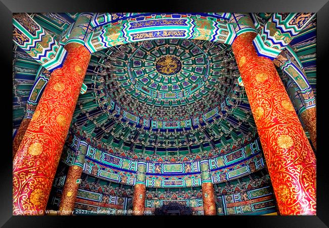 Prayer Hall Inside Temple of Heaven Beijing China Framed Print by William Perry