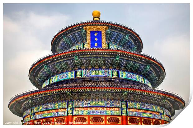 Prayer Hall Temple of Heaven Beijing China Print by William Perry