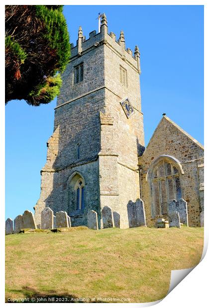 All Saints church, Godshill, Isle of Wight. Print by john hill