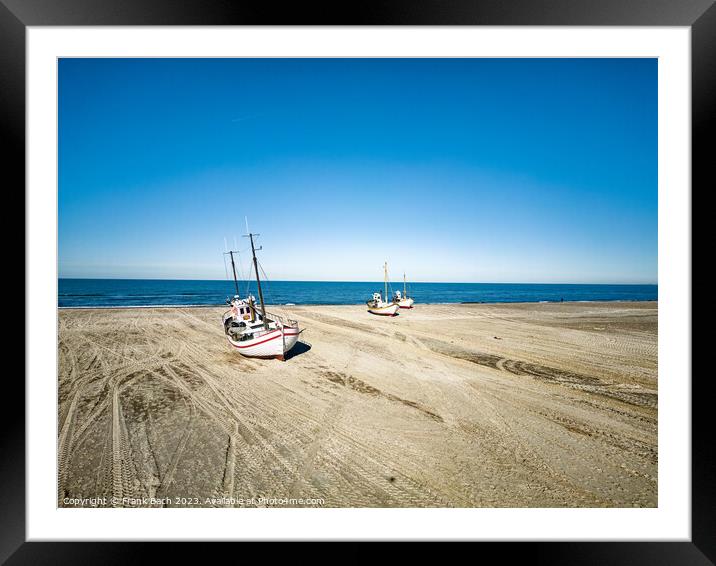 Fishing vessels cutters at Slettestrand in rural Denmark  Framed Mounted Print by Frank Bach