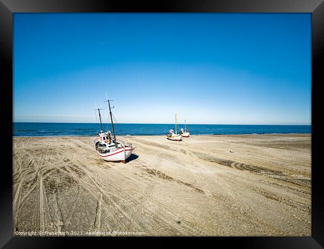 Fishing vessels cutters at Slettestrand in rural Denmark  Framed Print by Frank Bach