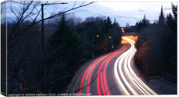 Light Trails Canvas Print by Richard Fairbairn