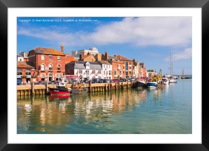 Colourful Weymouth Harbour Dorset Framed Mounted Print by Pearl Bucknall