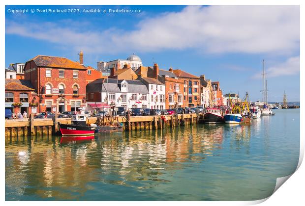 Colourful Weymouth Harbour Dorset Print by Pearl Bucknall