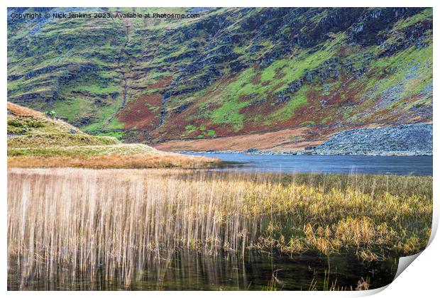 The Llyn or Lake at Cwmorthin Slate Mines Snowdonia Print by Nick Jenkins