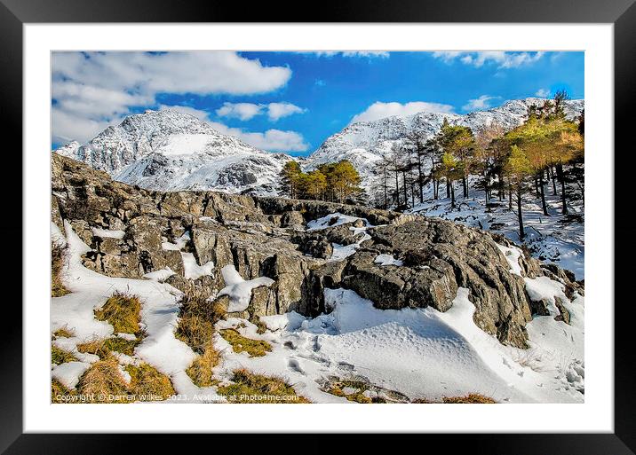 Snow On Tryfan Mountain Snowdonia Wales Framed Mounted Print by Darren Wilkes