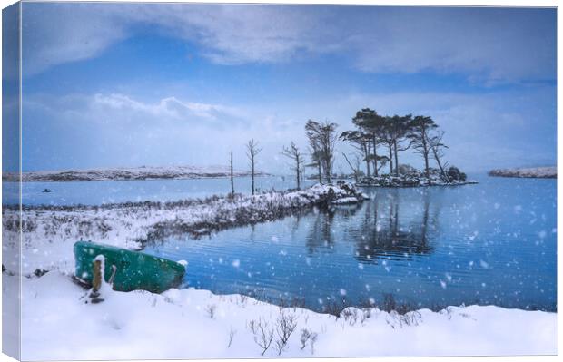 Snowing at loch Assynt in Scotlnd Canvas Print by JC studios LRPS ARPS