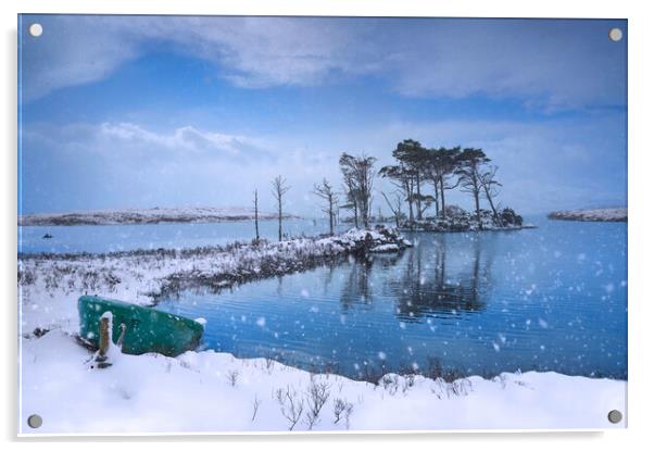 Snowing at loch Assynt in Scotlnd Acrylic by JC studios LRPS ARPS