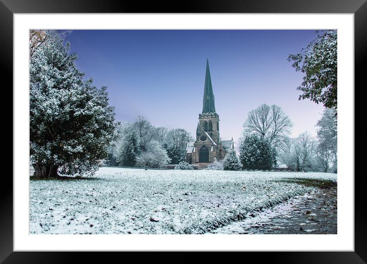 Wentworth Church Snow Framed Mounted Print by Apollo Aerial Photography