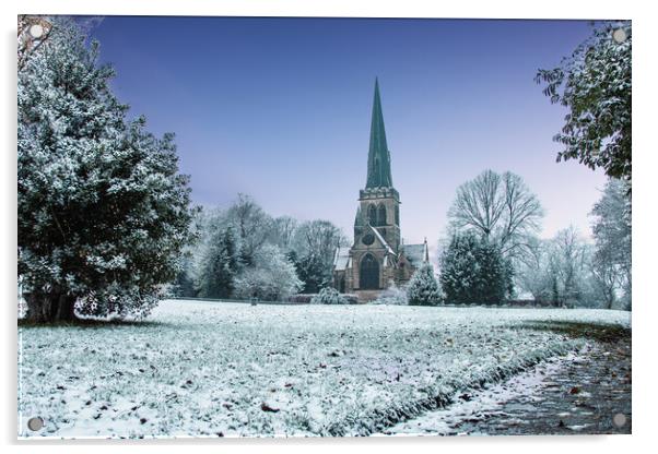 Wentworth Church Snow Acrylic by Apollo Aerial Photography