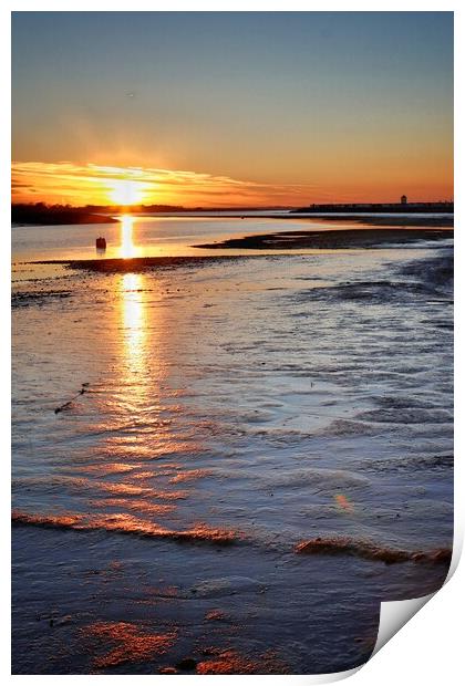 Sun setting over Brightlingsea Harbour  Print by Tony lopez