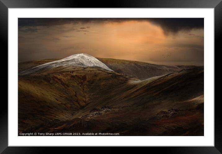SNOW CAPPED - THE HELVELLYN RANGE , LAKE DISTRICT IN WINTER Framed Mounted Print by Tony Sharp LRPS CPAGB