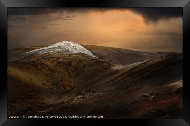 SNOW CAPPED - THE HELVELLYN RANGE , LAKE DISTRICT IN WINTER Framed Print by Tony Sharp LRPS CPAGB