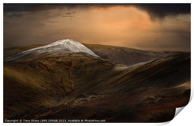 SNOW CAPPED - THE HELVELLYN RANGE , LAKE DISTRICT IN WINTER Print by Tony Sharp LRPS CPAGB