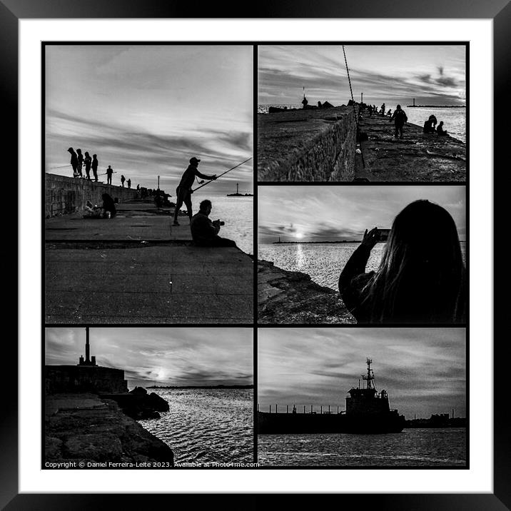 Coastal sunset black and white scene collage Framed Mounted Print by Daniel Ferreira-Leite