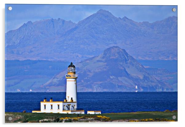 Lighthouses at Turnberry and Holy Isle Acrylic by Allan Durward Photography