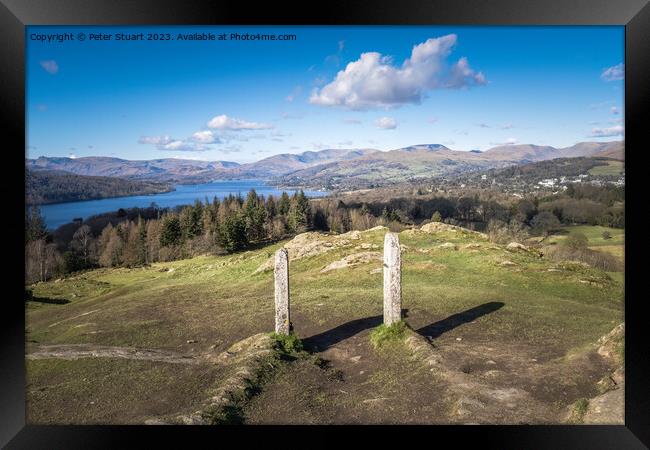 Walking up Brant Fell from Windermere in the Lake District Framed Print by Peter Stuart