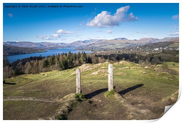 Walking up Brant Fell from Windermere in the Lake District Print by Peter Stuart