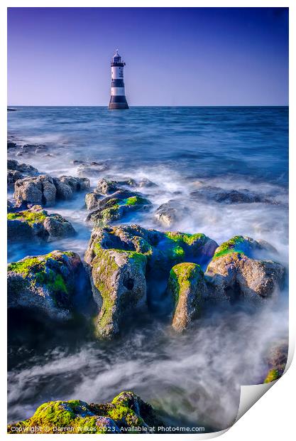 Trwyn Du Lighthouse - Anglesey North Wales  Print by Darren Wilkes