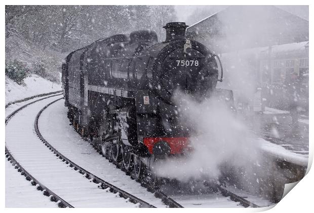 Blizzard at Oxenhope. Print by David Birchall