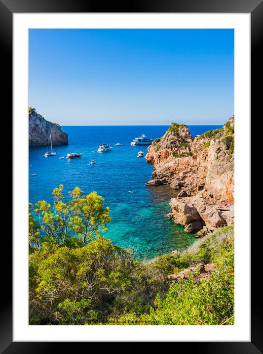 Cala Deia beach Mallorca island, Spain bay  Framed Mounted Print by Alex Winter