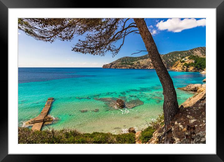 Idyllic sea view of the coast bay in Camp de Mar Framed Mounted Print by Alex Winter