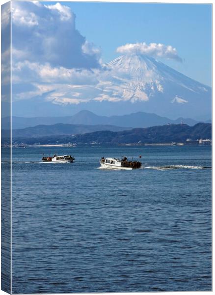 Ferry boats with Mount Fuji in the background Canvas Print by Lensw0rld 