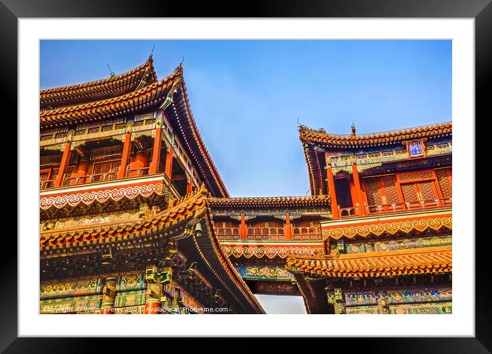 Yonghe Gong Buddhist Temple Beijing China Framed Mounted Print by William Perry