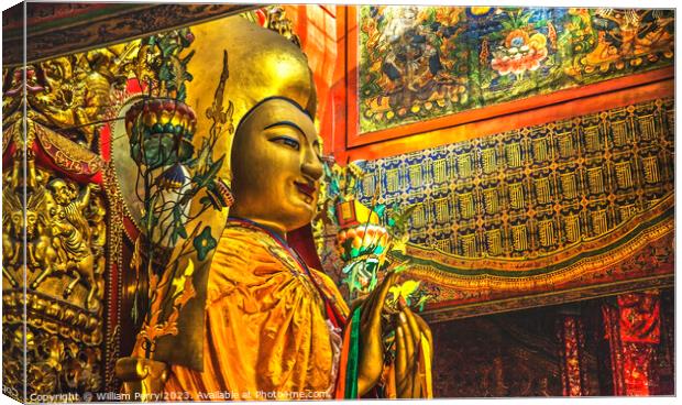 Monk Zhong Ke Ba Yonghe Gong Buddhist Temple Beijing China Canvas Print by William Perry