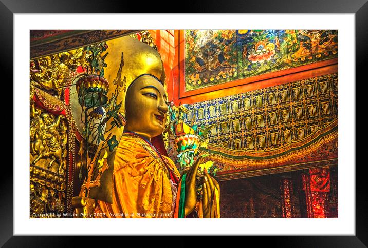 Monk Zhong Ke Ba Yonghe Gong Buddhist Temple Beijing China Framed Mounted Print by William Perry