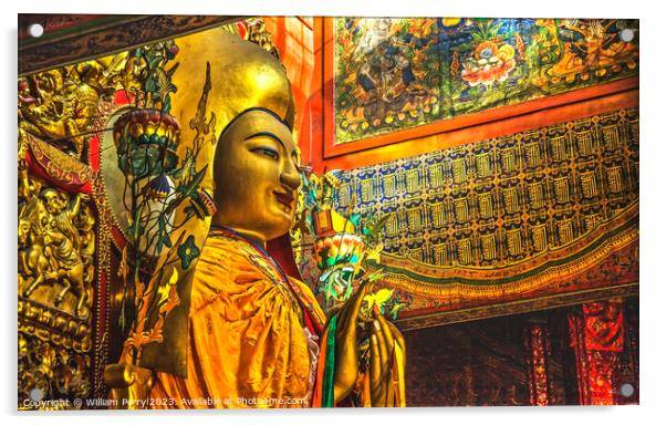 Monk Zhong Ke Ba Yonghe Gong Buddhist Temple Beijing China Acrylic by William Perry