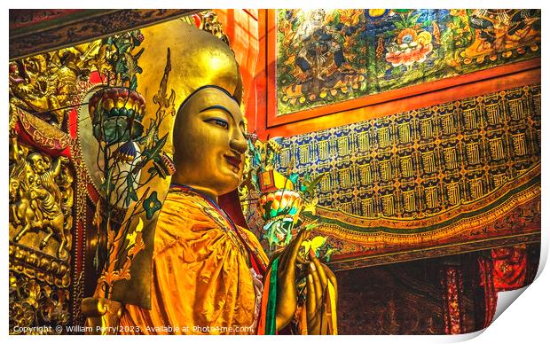 Monk Zhong Ke Ba Yonghe Gong Buddhist Temple Beijing China Print by William Perry