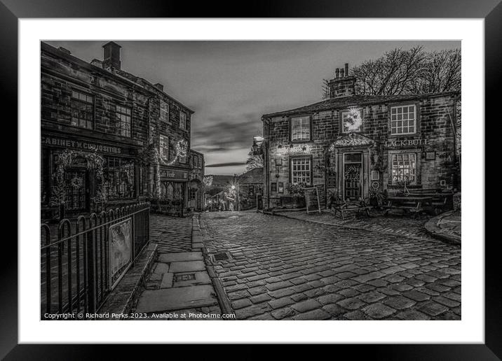 Black Bull Pub - Haworth Main Street Framed Mounted Print by Richard Perks