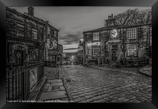 Black Bull Pub - Haworth Main Street Framed Print by Richard Perks