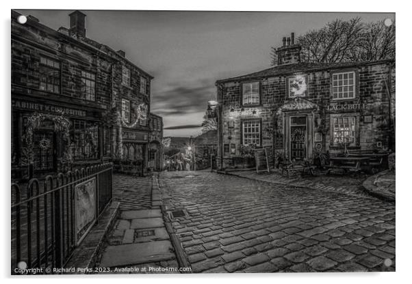 Black Bull Pub - Haworth Main Street Acrylic by Richard Perks