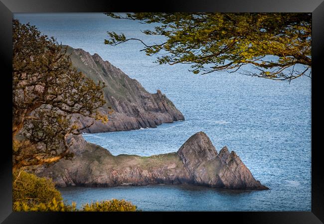 High tide at Three Cliffs Bay Framed Print by Leighton Collins