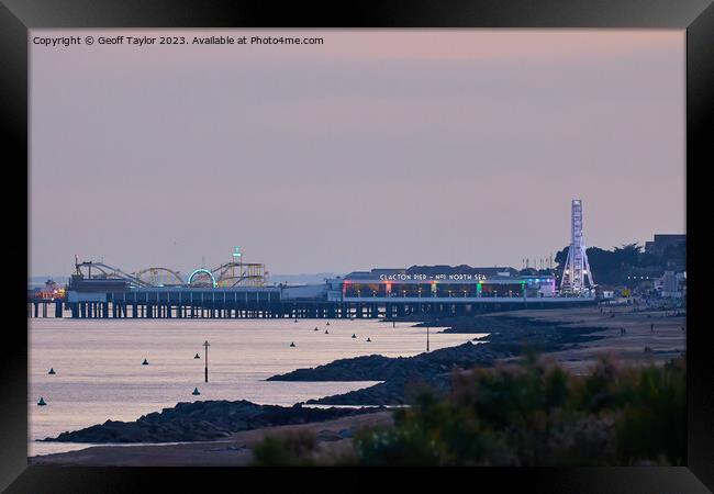 Clacton pier early evening Framed Print by Geoff Taylor