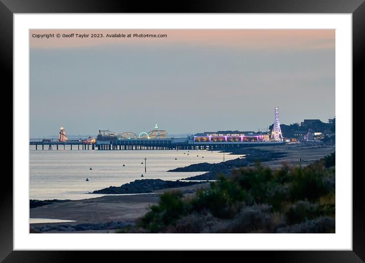 Clacton pier of an evening Framed Mounted Print by Geoff Taylor