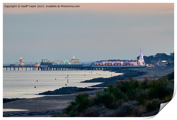 Clacton pier of an evening Print by Geoff Taylor