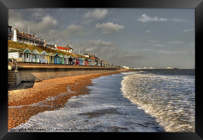 Southwold Beach & huts Framed Print by Rob Hawkins