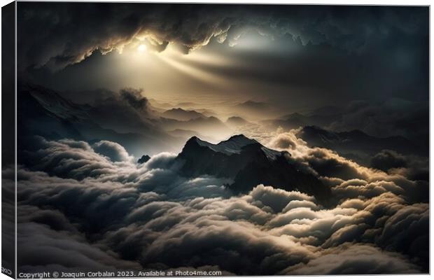 Beautiful and dramatic sky with voluminous clouds. Ai generated. Canvas Print by Joaquin Corbalan